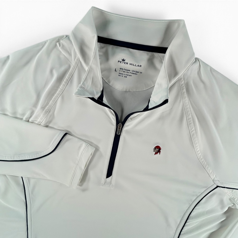 Peter Millar Womens L Gasparilla Inn Golf 1/4 Zip Pullover White UPF 50+